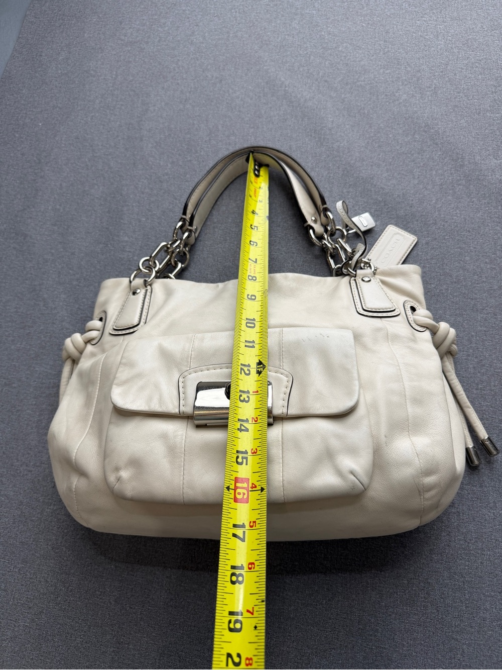 Coach Kristin Off White Leather Satchel Bag - Picture 5 of 10